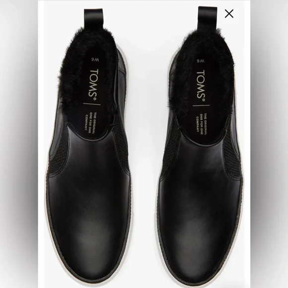 NWOT! Toms Women’s Bryce Pull-On Leather Sneakers Style Boots Size 8 Black - Picture 4 of 9